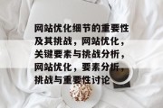 网站优化细节的重要性及其挑战，网站优化，关键要素与挑战分析，网站优化，要素分析，挑战与重要性讨论