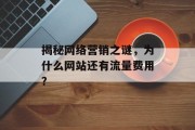 揭秘网络营销之谜，为什么网站还有流量费用？