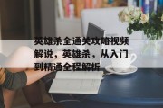 英雄杀全通关攻略视频解说，英雄杀，从入门到精通全程解析