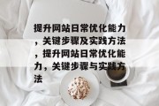 提升网站日常优化能力，关键步骤及实践方法，提升网站日常优化能力，关键步骤与实践方法