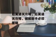后翼通关攻略，后翼通关攻略，破解新手必读策略