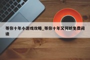 等你十年小游戏攻略_等你十年又何妨免费阅读