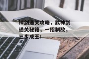 神剑通关攻略,武神剑通关秘籍,一招制敌,三步成王!