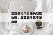 三国战纪风云通关教程攻略,三国战斗纪手游攻略