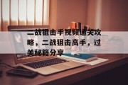 二战狙击手视频通关攻略，二战狙击高手，过关秘籍分享