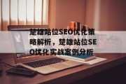 楚雄站位SEO优化策略解析，楚雄站位SEO优化实战案例分析