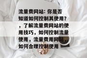 流量费网站: 你是否知道如何控制其使用？，了解流量费网站的使用技巧，如何控制流量使用，流量费用网站，如何合理控制使用