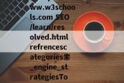 网站全SEO实战教程，https://www.w3schools.com SEO/learn/resolved.htmlrefrencescategories索_engine_strategiesTop_sought_onesi