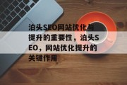 泊头SEO网站优化与提升的重要性，泊头SEO，网站优化提升的关键作用