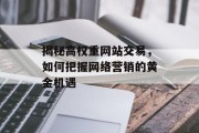 揭秘高权重网站交易，如何把握网络营销的黄金机遇