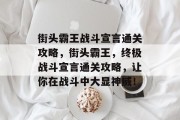 街头霸王战斗宣言通关攻略,街头霸王,终极战斗宣言通关攻略,让你在战斗中大显神威!