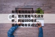 如何看待网站SEO排名，提升策略与实战分析，网站SEO排名，提升策略和实战分析