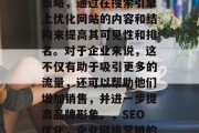 SEO优化是一个在线策略，通过在搜索引擎上优化网站的内容和结构来提高其可见性和排名。对于企业来说，这不仅有助于吸引更多的流量，还可以帮助他们增加销售，并进一步提高品牌形象。，SEO优化，企业网络营销的全方位策略