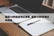 最新3d网络游戏公测表_最新3d网游测试时间表