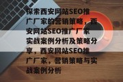 探索西安网站SEO推广厂家的营销策略,西安网站SEO推广厂家实战案例分析及策略分享,西安网站SEO推广厂家,营销策略与实战案例分析