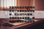 流量网站后台的管理和优化，流量网站后台管理，优化技巧与策略，流量网站后台管理，提升用户体验的实战策略