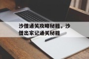 沙僧通关攻略秘籍,沙僧出家记通关秘籍