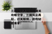 三国风云再起游戏通关攻略分享，三国风云再起，过关斩将，游戏秘籍来拿！