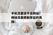 手机流量进不去网站？揭秘流量限制背后的真相！
