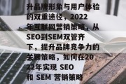 高效网站优化公司，提升品牌形象与用户体验的双重途径，2022年互联网营销策略，从SEO到SEM双管齐下，提升品牌竞争力的关键策略，如何在2022年实现 SEO 和 SEM 营销策略，双重成功路径