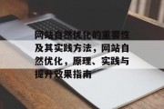 网站自然优化的重要性及其实践方法，网站自然优化，原理、实践与提升效果指南