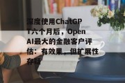 深度使用ChatGPT六个月后，OpenAI最大的金融客户评估：有效果，但扩展性存疑