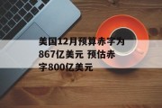 美国12月预算赤字为867亿美元 预估赤字800亿美元