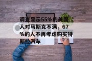 调查显示55%的美国人对马斯克不满，67%的人不再考虑购买特斯拉汽车