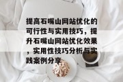 提高石嘴山网站优化的可行性与实用技巧，提升石嘴山网站优化效果，实用性技巧分析与实践案例分享