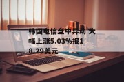 韩国电信盘中异动 大幅上涨5.03%报18.29美元