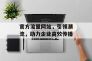 官方流量网站，引领潮流，助力企业高效传播