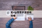 无vip传奇手游游戏攻略