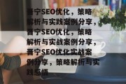 晋宁SEO优化，策略解析与实践案例分享，晋宁SEO优化，策略解析与实战案例分享，晋宁SEO优化实战案例分享，策略解析与实践感悟