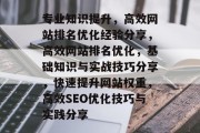 专业知识提升，高效网站排名优化经验分享，高效网站排名优化，基础知识与实战技巧分享，快速提升网站权重，高效SEO优化技巧与实践分享