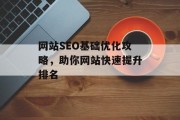 网站SEO基础优化攻略，助你网站快速提升排名