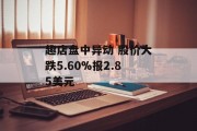 趣店盘中异动 股价大跌5.60%报2.85美元