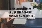 温州SEO网站排名优化，快速提升温州SEO网站排名，秘籍与技巧