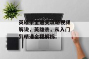 英雄杀全通关攻略视频解说，英雄杀，从入门到精通全程解析