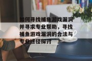 如何寻找捕鱼游戏漏洞并寻求专业帮助,寻找捕鱼游戏漏洞的合法与专业途径探讨 如何寻找捕鱼游戏漏洞并寻求专业帮助,寻找捕鱼游戏漏洞的合法与专业途径探讨