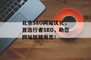 北京SEO网站优化，首选行者SEO，助您网站脱颖而出！