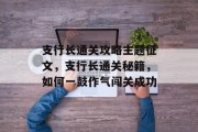 支行长通关攻略主题征文,支行长通关秘籍,如何一鼓作气闯关成功