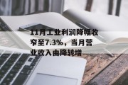 11月工业利润降幅收窄至7.3%，当月营业收入由降转增