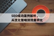 SEO成功案例解析，从优化策略到效果转化