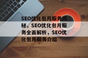 SEO优化包月服务揭秘，SEO优化包月服务全面解析，SEO优化包月服务介绍