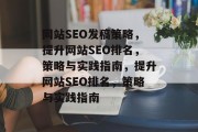 网站SEO发稿策略，提升网站SEO排名，策略与实践指南，提升网站SEO排名，策略与实践指南