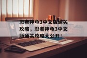 忍者神龟3中文版通关攻略，忍者神龟3中文版通关攻略大公开！