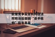 欧盟竞争监管机构在法院败诉后撤回“杀手收购”指导意见