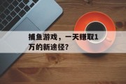 捕鱼游戏，一天赚取1万的新途径？