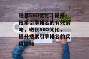 磁县SEO优化，提升搜索引擎排名的有效策略，磁县SEO优化，提升搜索引擎排名的实用策略