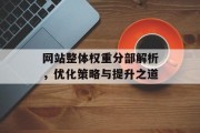 网站整体权重分部解析，优化策略与提升之道